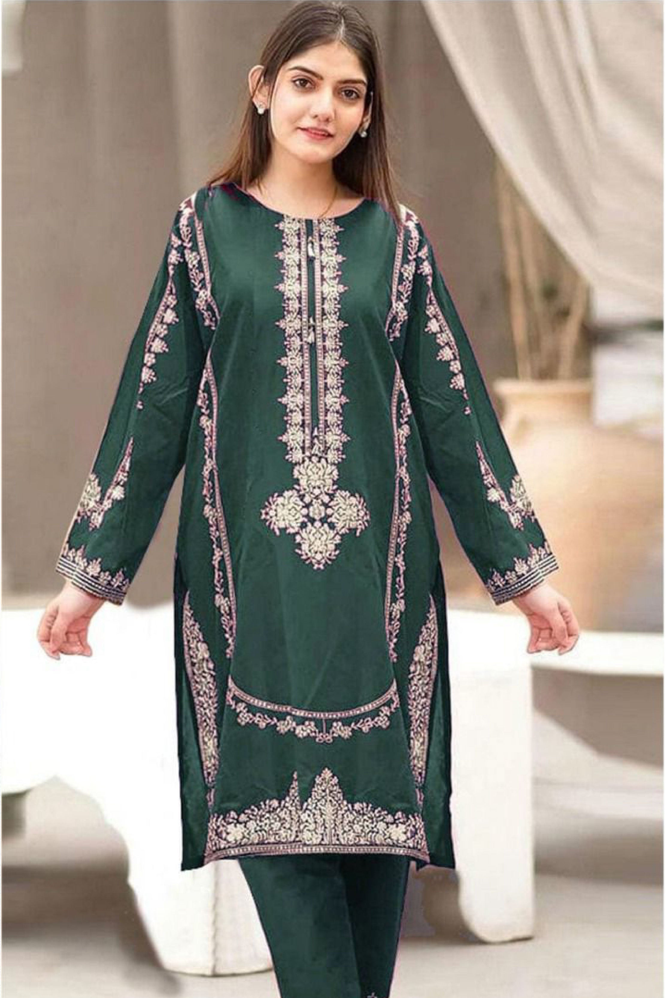 2Pc DHANAK  Embroidered 12