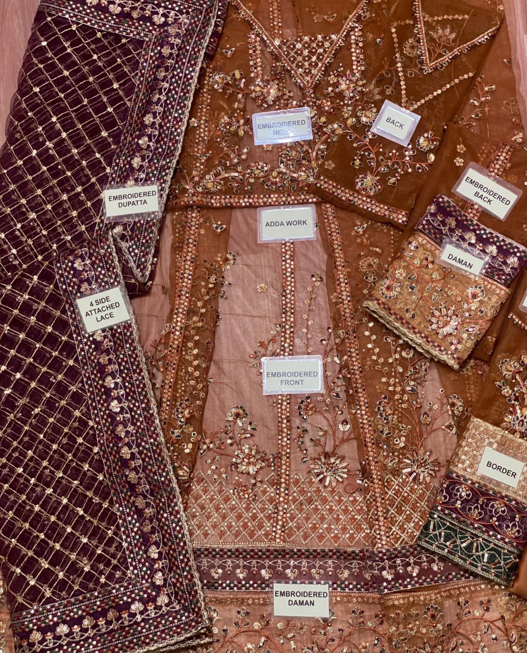 FARASHA Net frock with Shamose Silk trouser