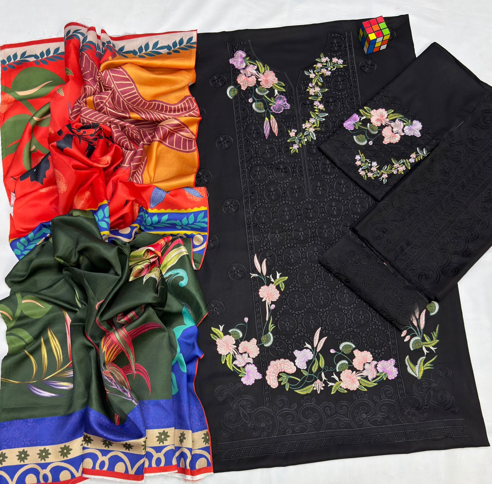 Mushq 5054 Luxury Embroidered 3-Piece Dhanak Fabric